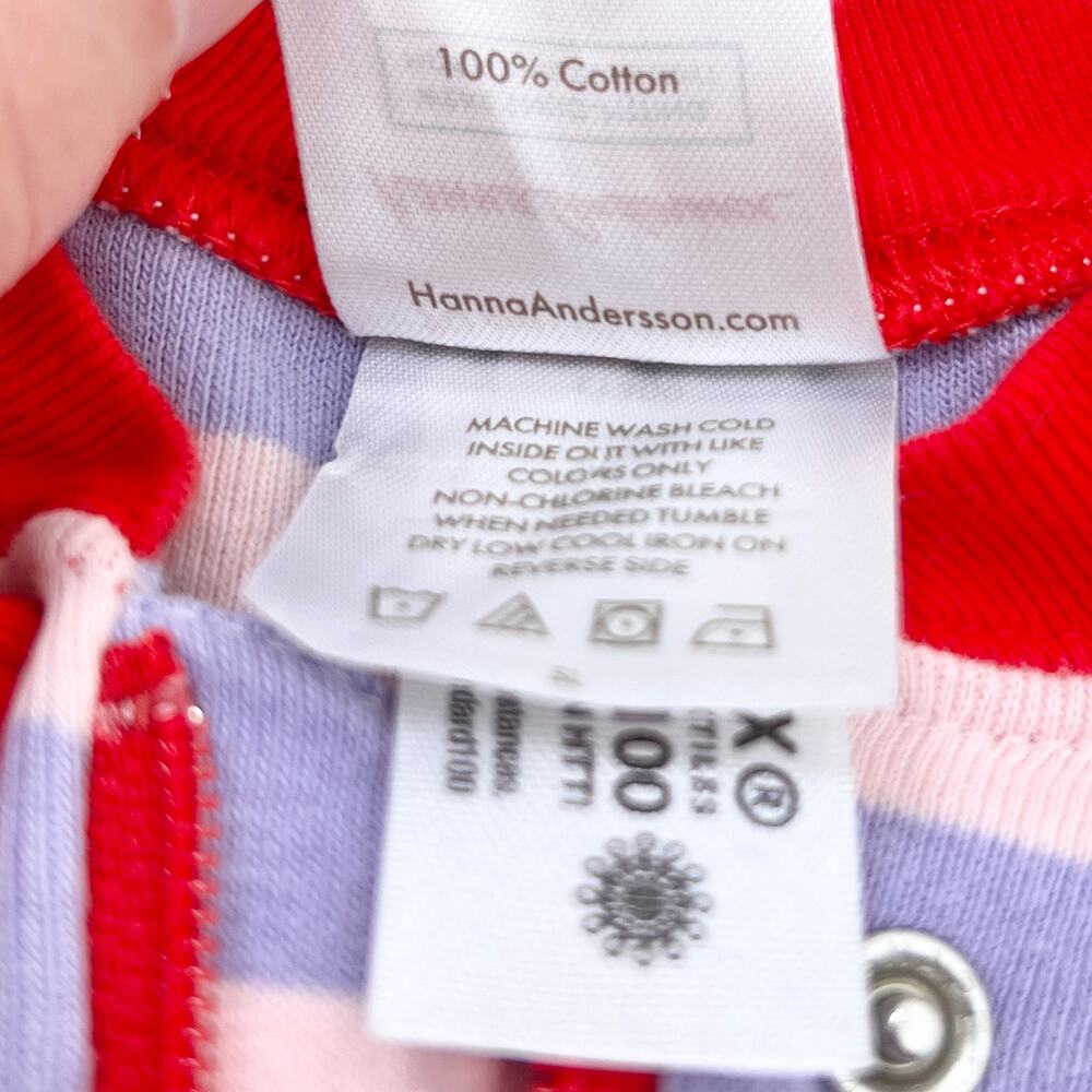 Hanna Andersson Bold Stripe Sleeper 6-12 Months Petal Pink/ Sweet Lavender - Picture 4 of 6